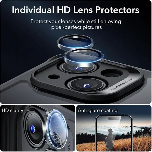 Alt view image 6 of 7 - for iPhone 15 Case Compatible with MagSafe Full-Body Military-Grade Drop Proof Case with Built-in 9H+ Tempered Glass Screen Protector Armor Series Clear Black