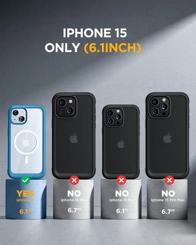 Alt view image 6 of 7 - Glass Series for iPhone 15 Case [Compatible with MagSafe] Full-Body Magnetic Bumper Case with Built-in 9H Tempered Glass Anti-Fingerprint Screen Protector + Camera Lens Protector Sea Blue