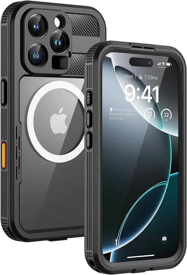 Main image of Magnetic for iPhone 16 Pro Max Case IP68 Waterproof Dustproof Case [Compatible with Magsafe] [Built-in Screen Protector] Full Body Heavy Duty Rugged Phone Cover 6.9 inch Black/Clear