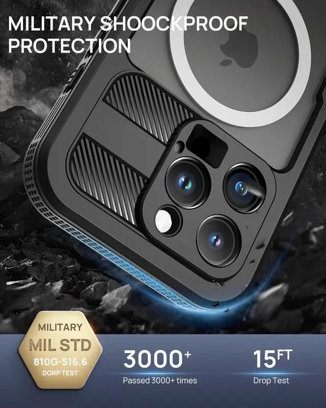 Alt view image 5 of 7 - Magnetic for iPhone 16 Pro Max Case IP68 Waterproof Dustproof Case [Compatible with Magsafe] [Built-in Screen Protector] Full Body Heavy Duty Rugged Phone Cover 6.9 inch Black/Clear