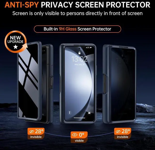 Alt view image 4 of 7 - for  Galaxy Z Fold 5 Case [Compatible with Magsafe] [Built-in Kickstand & Hinge Protection & Screen Protector] Full Body Shockproof Phone Case for Z Fold5 with S Pen Slot Privacy Black