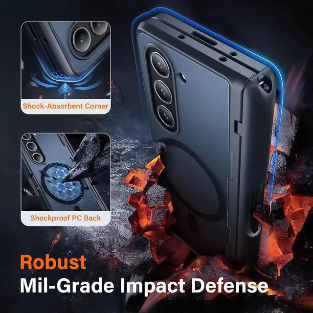 Alt view image 7 of 7 - for  Galaxy Z Fold 5 Case [Compatible with Magsafe] [Built-in Kickstand & Hinge Protection & Screen Protector] Full Body Shockproof Phone Case for Z Fold5 with S Pen Slot Privacy Black