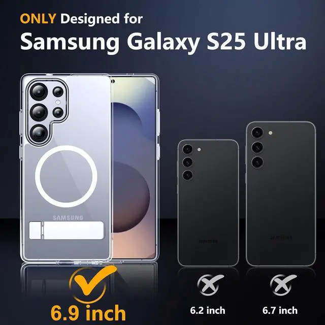 Alt view image 2 of 7 - Magnetic for  Galaxy S25 Ultra Case [3 Stand Ways][ Military Grade Drop Protection] with Invisible Stand Shockproof Slim Case for S25 Ultra 5G Clear