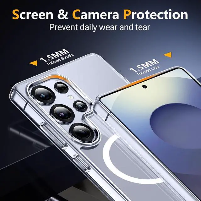 Alt view image 4 of 7 - Magnetic for  Galaxy S25 Ultra Case [3 Stand Ways][ Military Grade Drop Protection] with Invisible Stand Shockproof Slim Case for S25 Ultra 5G Clear