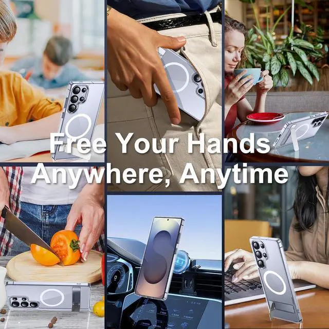 Alt view image 7 of 7 - Magnetic for  Galaxy S25 Ultra Case [3 Stand Ways][ Military Grade Drop Protection] with Invisible Stand Shockproof Slim Case for S25 Ultra 5G Clear