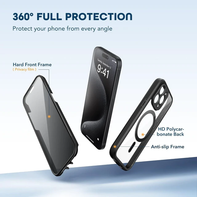 Alt view image 5 of 7 - for iPhone 15 Pro Case Compatible with MagSafe Black