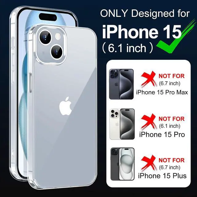 Alt view image 2 of 7 - Redpepper for iPhone 15 Case 6.1-Inch Non-Yellowing Shockproof Phone Bumper Cover Anti-Scratch Clear