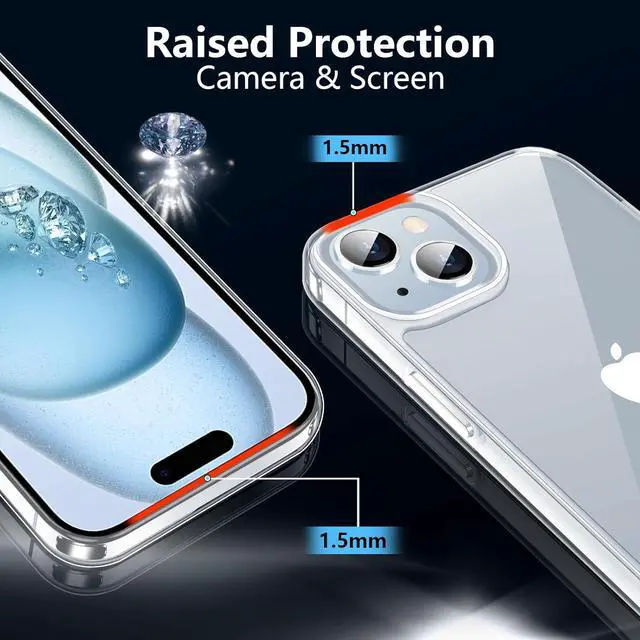 Alt view image 3 of 7 - Redpepper for iPhone 15 Case 6.1-Inch Non-Yellowing Shockproof Phone Bumper Cover Anti-Scratch Clear