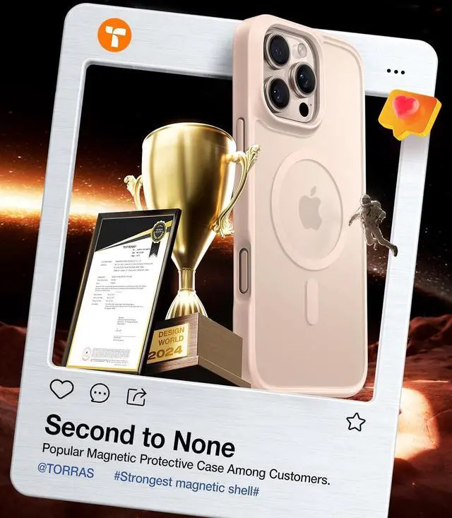 Alt view image 7 of 7 - Stronger Magnetic & Shockproof for iPhone 16 Pro Case Military Grade Drop Protection Compatible with MagSafe Case for iPhone 16 Pro Slim Translucent Matte White Back/Desert Titanium Edge