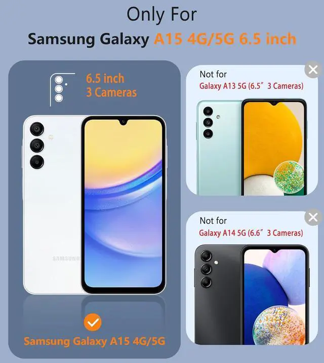Alt view image 2 of 7 - for  Galaxy A15-5G Case: Dual Layer Protective Heavy Duty Cell Phone Cover Shockproof Rugged with Non Slip Textured Back - Military Protection Bumper Tough - 2024 6.5inch Black