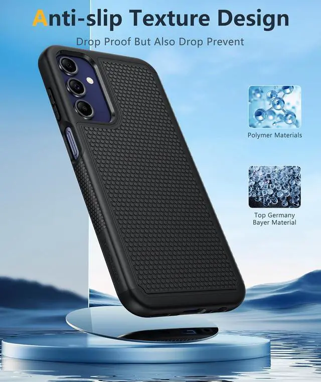 Alt view image 5 of 7 - for  Galaxy A15-5G Case: Dual Layer Protective Heavy Duty Cell Phone Cover Shockproof Rugged with Non Slip Textured Back - Military Protection Bumper Tough - 2024 6.5inch Black