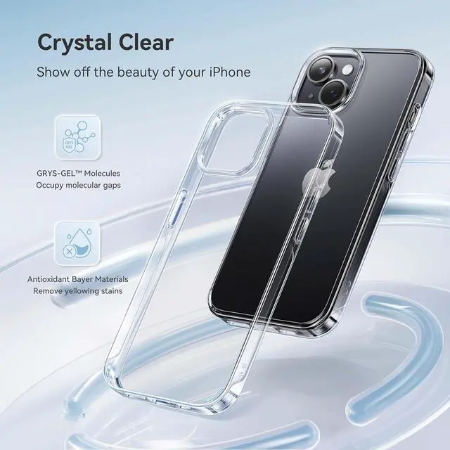 Alt view image 2 of 7 - for iPhone 14 Case/iPhone 13 Case Crystal Clear [Not Yellowing] [Military Grade Drop Protection] Shockproof Protective Phone Case for Women Men 6.1 inch Clear