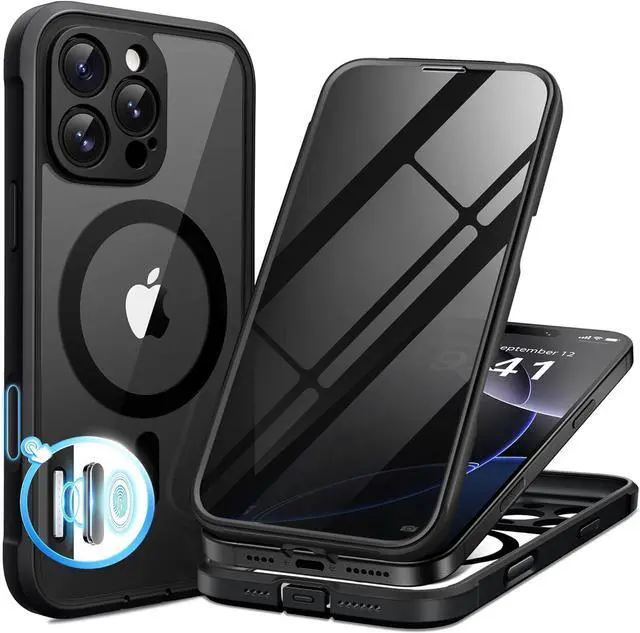 Main image of Magnetic for iPhone 16 Pro Max Case Compatible with MagSafe Built-in Privacy Screen Protector and Upgraded Camera Protection Anti-Spy Full Body Shockproof Phone Case for 16 Pro Max 6.9 Black