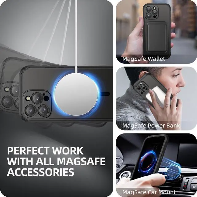 Alt view image 7 of 7 - Magnetic for iPhone 16 Pro Max Case Compatible with MagSafe Built-in Privacy Screen Protector and Upgraded Camera Protection Anti-Spy Full Body Shockproof Phone Case for 16 Pro Max 6.9 Black