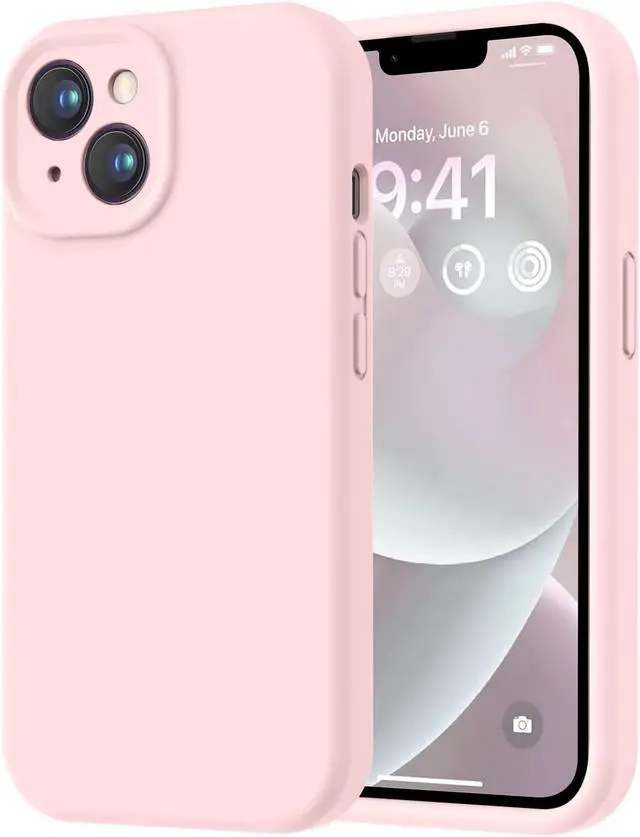 Main image of Designed for iPhone 14 Case Premium Silicone with [Soft Anti-Scratch Microfiber Lining] Shockproof Protective Phone Case for Men Women Girls 6.1 Chalk Pink