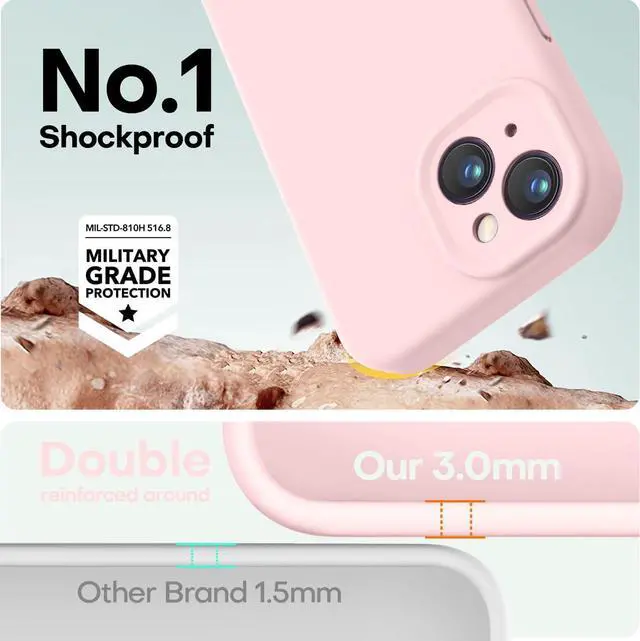 Alt view image 4 of 7 - Designed for iPhone 14 Case Premium Silicone with [Soft Anti-Scratch Microfiber Lining] Shockproof Protective Phone Case for Men Women Girls 6.1 Chalk Pink