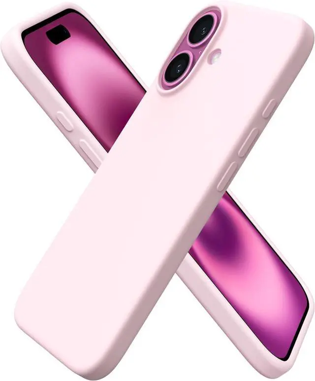 Main image of Compatible with iPhone 16 Case 6.1 Slim Liquid Silicone 3 Layers Full Covered Soft Gel Rubber Shockproof Phone Case Protective Cover with Anti-Scratch Microfiber Lining-Chalk Pink