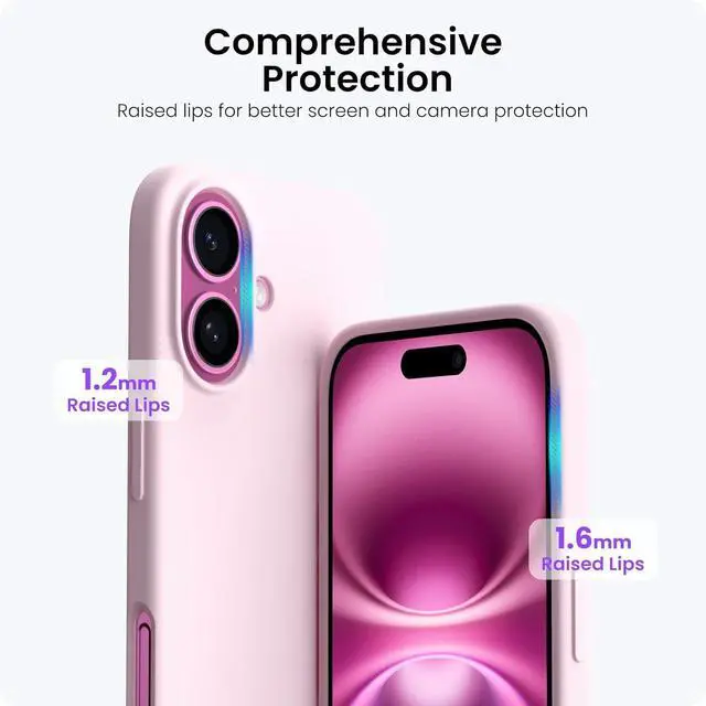Alt view image 4 of 7 - Compatible with iPhone 16 Case 6.1 Slim Liquid Silicone 3 Layers Full Covered Soft Gel Rubber Shockproof Phone Case Protective Cover with Anti-Scratch Microfiber Lining-Chalk Pink