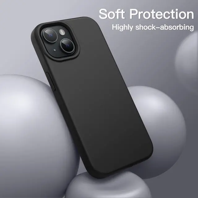 Alt view image 4 of 6 - Silicone Case for iPhone 13 6.1-Inch Silky-Soft Touch Full-Body Protective Phone Case Shockproof Cover with Microfiber Lining (Black)