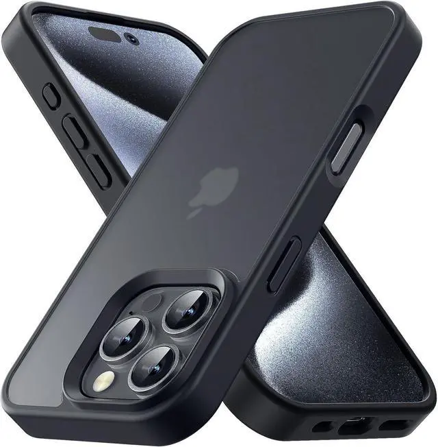 Main image of for iPhone 16 Pro Phone Case Shockproof for iPhone 16 Pro Case Military Grade Drop Protection Protective Hard Back Slim Translucent Cover Black