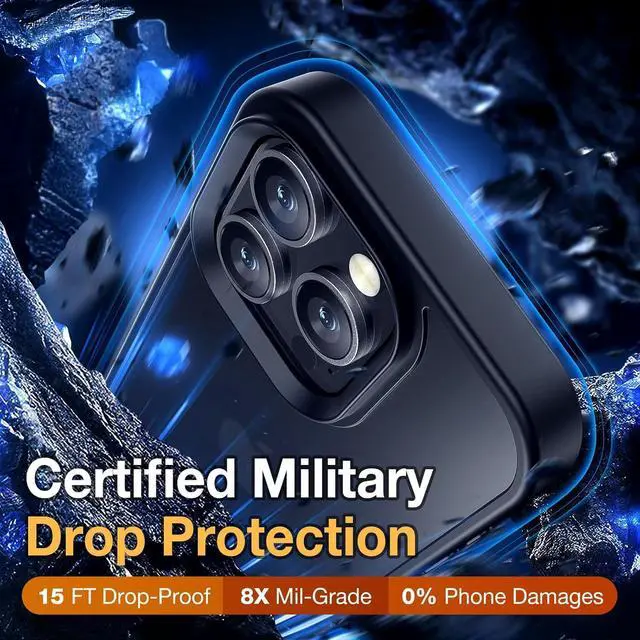 Alt view image 3 of 6 - for iPhone 16 Pro Phone Case Shockproof for iPhone 16 Pro Case Military Grade Drop Protection Protective Hard Back Slim Translucent Cover Black