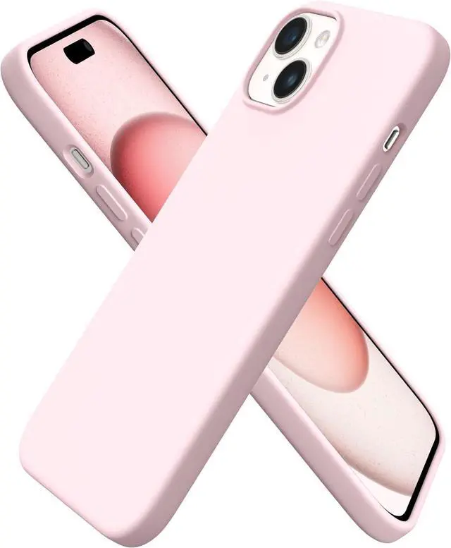Main image of Compatible with iPhone 15 Plus Case 6.7 Slim Liquid Silicone 3 Layers Full Covered Soft Gel Rubber Cover Protective Phone Case with Anti-Scratch Microfiber Lining-Pink