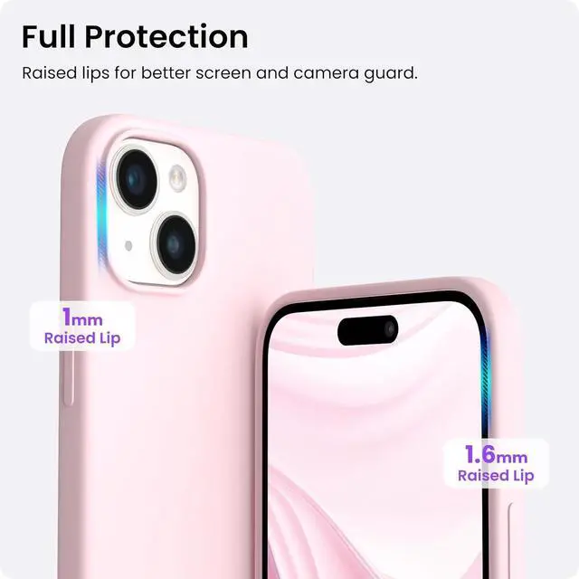 Alt view image 4 of 7 - Compatible with iPhone 15 Plus Case 6.7 Slim Liquid Silicone 3 Layers Full Covered Soft Gel Rubber Cover Protective Phone Case with Anti-Scratch Microfiber Lining-Pink