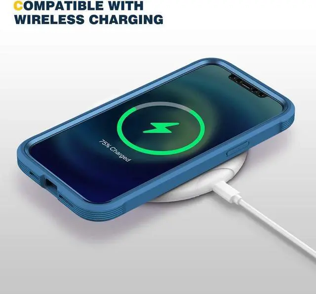 Alt view image 5 of 7 - Designed for iPhone 12/12 Pro Case Full Body Rugged with Built-in Touch Sensitive Anti-Scratch Screen Protector Soft TPU Bumper Case for iPhone 12/12 Pro 6.1 (Blue)