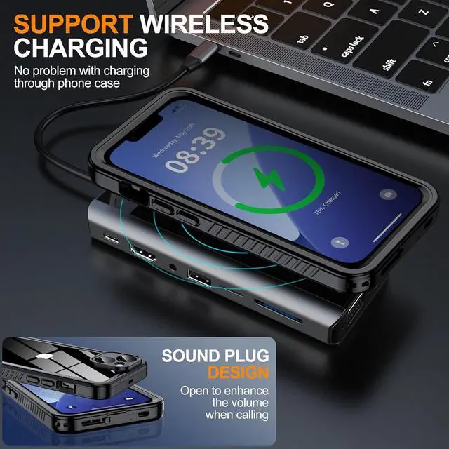 Alt view image 5 of 7 - for iPhone 14 Case with [Built-in Privacy Screen Protector] [IP 68 Waterproof] Anti-Peeping Adsorption Full Body Double Protective Case for iPhone 14 Black