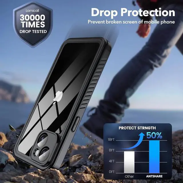 Alt view image 6 of 7 - for iPhone 14 Case with [Built-in Privacy Screen Protector] [IP 68 Waterproof] Anti-Peeping Adsorption Full Body Double Protective Case for iPhone 14 Black