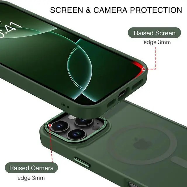 Alt view image 3 of 7 - for iPhone 16 Pro Max Case 2024 iPhone 16 Pro Max Magnetic Phone Case [Compatible with Mag Safe] [Military Grade Shockproof] Translucent Matte Slim Shockproof Protective Cover 6.9 Green