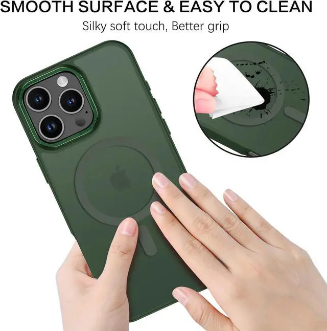 Alt view image 7 of 7 - for iPhone 16 Pro Max Case 2024 iPhone 16 Pro Max Magnetic Phone Case [Compatible with Mag Safe] [Military Grade Shockproof] Translucent Matte Slim Shockproof Protective Cover 6.9 Green