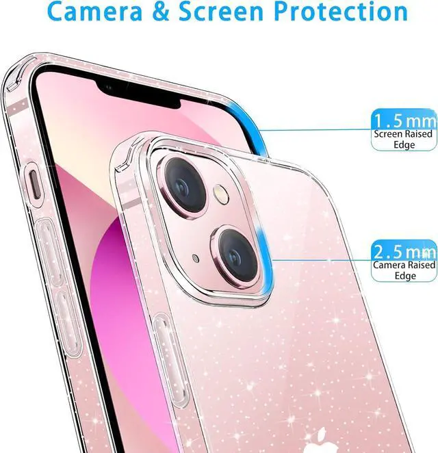 Alt view image 5 of 7 - Compatible with iPhone 13 Case Clear Glitter Soft TPU Shockproof Protective Bumper Cover Sparkle Bling Sparkly Cute Slim Women Girls Phone Case for iPhone 13 6.1inch