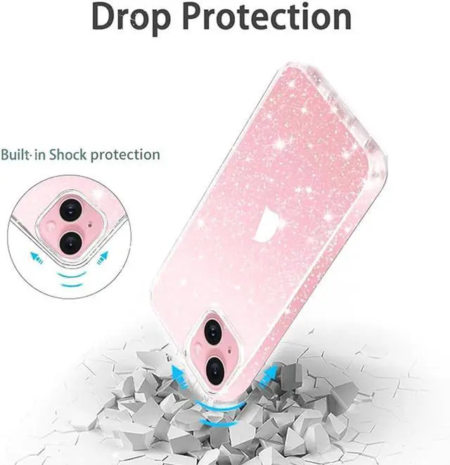 Alt view image 6 of 7 - Compatible with iPhone 13 Case Clear Glitter Soft TPU Shockproof Protective Bumper Cover Sparkle Bling Sparkly Cute Slim Women Girls Phone Case for iPhone 13 6.1inch