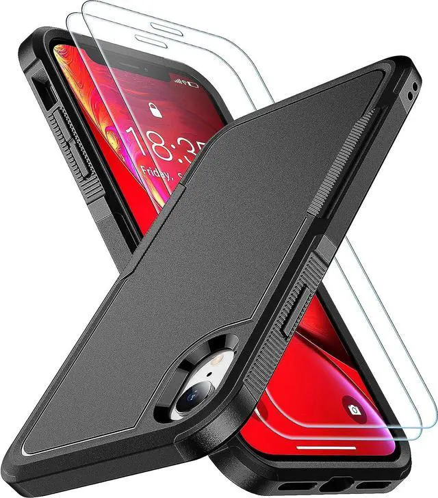 Main image of for iPhone XR Case [10 FT Military Grade Drop Protection] [Non-Slip] [2 pcs Tempered Glass Screen Protector] Shockproof Airbag Cushion Protective Case for iPhone XR 6.1 (Black)