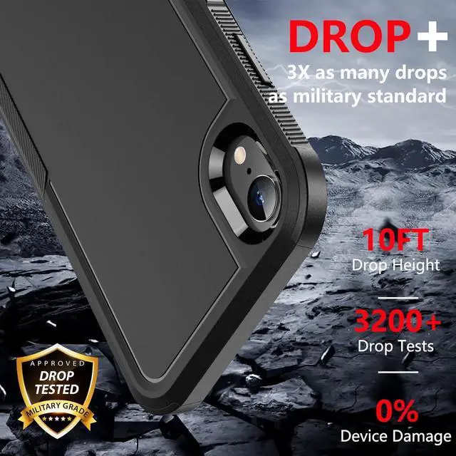 Alt view image 3 of 7 - for iPhone XR Case [10 FT Military Grade Drop Protection] [Non-Slip] [2 pcs Tempered Glass Screen Protector] Shockproof Airbag Cushion Protective Case for iPhone XR 6.1 (Black)
