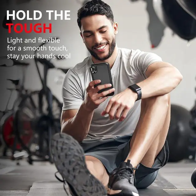 Alt view image 7 of 7 - for iPhone XR Case [10 FT Military Grade Drop Protection] [Non-Slip] [2 pcs Tempered Glass Screen Protector] Shockproof Airbag Cushion Protective Case for iPhone XR 6.1 (Black)