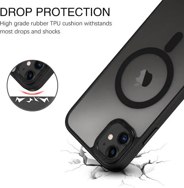 Alt view image 4 of 7 - for iPhone 11 Phone Case Phone case for iPhone 11 Magnetic Case [Compatible with Mag Safe] Translucent Matte Slim Shockproof Anti-Fingerprint Protective Cover for iPhone 11 6.1 Black
