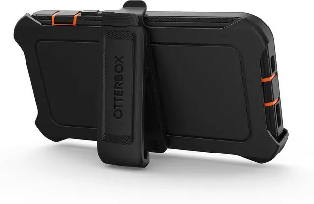 Alt view image 5 of 6 - iPhone 15 iPhone 14 and iPhone 13 Defender Series Case - Realtree Edge (Blaze Orange/Black/RT Edge) Rugged & Durable with Port Protection Includes Holster Clip Kickstand