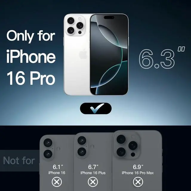 Alt view image 2 of 6 - Case for iPhone 16 Pro 6.3-Inch Non-Yellowing Shockproof Phone Bumper Cover Anti-Scratch Clear Back (Clear)