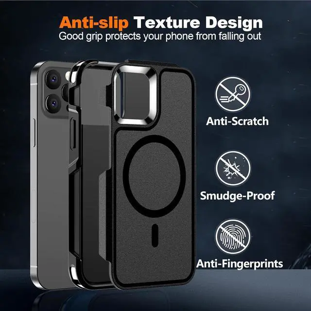 Alt view image 7 of 7 - Magnetic Case for iPhone 15 Pro Max [Compatible with Magsafe] [Military Grade Drop Protection] Dual Layer Heavy Duty Shockproof Phone Case 15 Pro Max Black