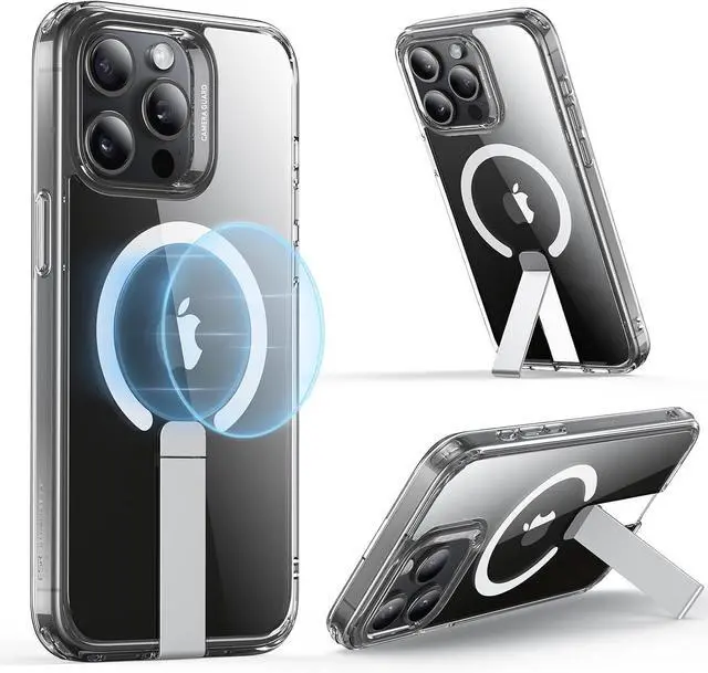 Main image of for iPhone 15 Pro Case with Kickstand Military-Grade Shockproof Protection Magnetic Fully Adjustable Flickstand Phone Case Compatible with MagSafe Accessories Boost Series Clear