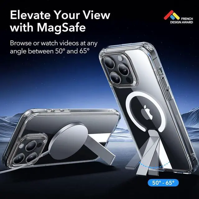 Alt view image 2 of 7 - for iPhone 15 Pro Case with Kickstand Military-Grade Shockproof Protection Magnetic Fully Adjustable Flickstand Phone Case Compatible with MagSafe Accessories Boost Series Clear