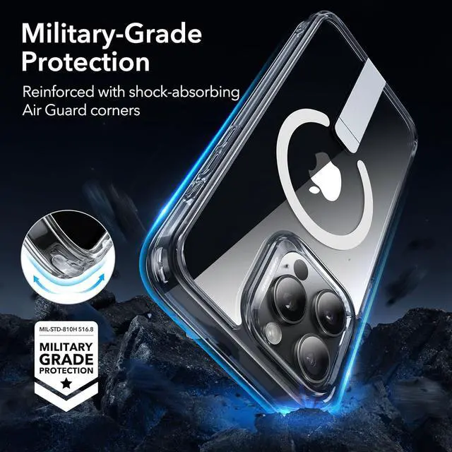 Alt view image 4 of 7 - for iPhone 15 Pro Case with Kickstand Military-Grade Shockproof Protection Magnetic Fully Adjustable Flickstand Phone Case Compatible with MagSafe Accessories Boost Series Clear