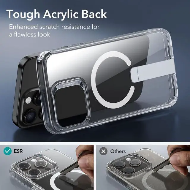 Alt view image 7 of 7 - for iPhone 15 Pro Case with Kickstand Military-Grade Shockproof Protection Magnetic Fully Adjustable Flickstand Phone Case Compatible with MagSafe Accessories Boost Series Clear