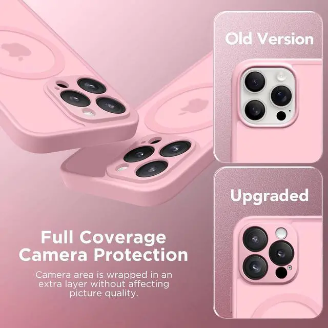 Alt view image 6 of 7 - Magnetic Compatible with iPhone 16 Pro Max Case Upgraded [Full Camera Protection] [Compatible with MagSafe] Protective Translucent Matte Women Phone Case Cover Peach Pink