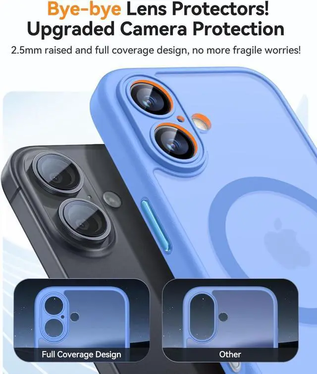 Alt view image 4 of 7 - Magnetic for iPhone 16 Case Upgraded [Full Camera Protection] [Compatible with Magsafe] [Translucent Matte] Shockproof Protective Phone Case for iPhone 16 - Ultramarine