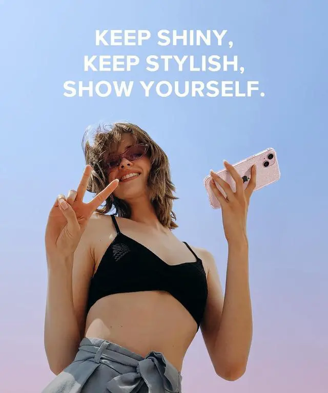 Alt view image 5 of 7 - 3 in 1 Compatible with iPhone 15 Case Glitter with Screen Protector + Camera Lens Protector [Non-Yellowing] Clear Sparkle Slim Shockproof Hard Phone Cover for Women 6.1 Inch Shiny Clear