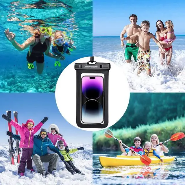 Alt view image 7 of 7 - Waterproof Phone Pouch Underwater Phone Cases Compatible for iPhone 16 15 14 13 Pro Max Waterproof Dry Bag for Cruise Travel Essentials Phone Water Protector Pouch-Black&Bright Red-2Pack