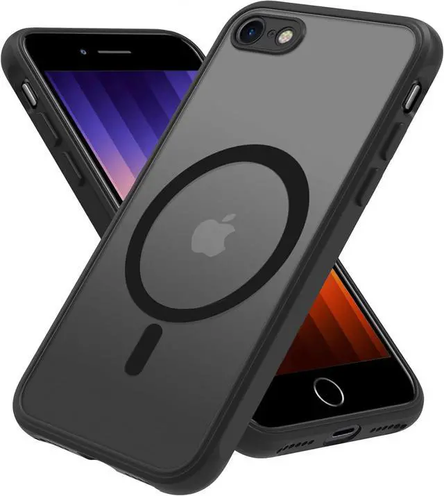 Main image of Magnetic for iPhone SE Case 2022/3rd/2020/2nd gen iPhone 8 & iPhone 7 [Compatible with Magsafe] Shockproof Slim Translucent Matte Protective Phone Case Black